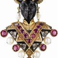 Nardi. A Ruby and Cultured Pearl Blackamoor Brooch﻿