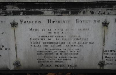 st etienne  42 2016  tombe  du maire de st etienne 1819- 1831 F H ROYET décéde chétiennement 1853  65ans célibataire