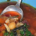 Un congre pris dans une drague pour une soupe de poisson aux cocos de Paimpol et kari Gosse