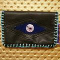 Original ''Porte Carte en Cuir '' BLUE DIAMOND ''en Cuir de Chevre noir 9.5cm X 7cm belicious-delicious creation