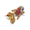 A gem-set, diamond and enamel brooch, E. Serafini, Italian