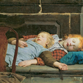 "Deux Filles endormies près du poêle" - Albert ANKER (1895)