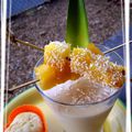 panacotta noix de coco et ananas flambé