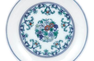 Chinese Doucai Dish. Yongzheng six-character mark and of the Period