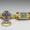 Belt and Gilt Buckle with Floral Design Inlaid with Diamonds, Early Qing period