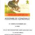 Information de l'Association de pêche de Saint-Léon-sur l'Isle - Assemblée Générale samedi 20 novembre 2021