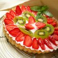 Tarte aux fraises et kiwis à la chantilly