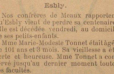 Mort d'une centenaire à Esbly