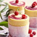 Soufflés glacés aux pêches, spirale framboise (glace à IG bas)