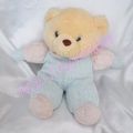 Doudou Peluche Ours Corps Eponge Bleu Rose Grelot Mgm