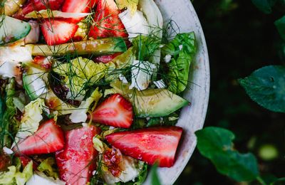 Salade fraicheur à la confiture de fraises