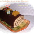 Bûche de Noël au chocolat blanc et noir et aux clémentines