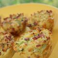 P'tits muffins coquillettes, jambon et brocolis