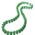 Important Jadeite Bead, Diamond and Ruby Necklace
