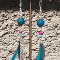 Boucles d'oreiles Gypsy : Plume mer du sud