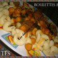 Pâtes aux boulettes et aux pois chiches