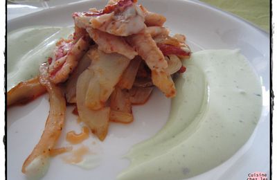 Filet de rouget, fenouil au chorizo et crème de Sainte-Maure de Touraine