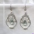 Boucles D'Oreilles Elfi Verre Murano Blanc Argent d'Alpaca Artisanat du Pérou