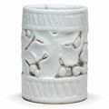 A Reticulated White Porcelain Brush Holder, Joseon dynasty (19th century)
