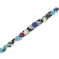 An art deco diamond, enamel and multi-gem bracelet