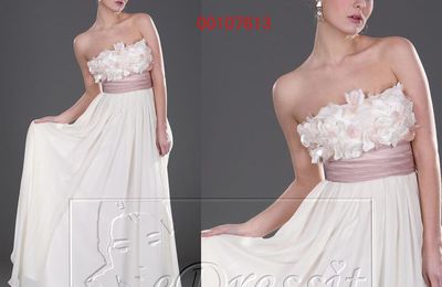 eDressit Robe cocktail longue mousseline blanche et bouton de fleur 00107613