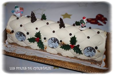 Bûche au caramel et aux noix