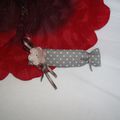 Barrette tissu et fimo 