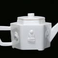 A Blanc de Chine porcelain teapot with relief Buddha and symbols, Dehua, Qing Dynasty, end 17th century