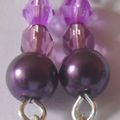 Boucle d'oreille Perle bicone, cristal, verre et acrylique violette