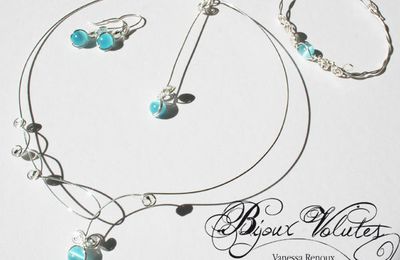 Bijoux mariage turquoise argenté, collier mariage bleu turquoise, pas cher