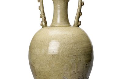 A Massive Straw-Glazed 'dragon-handled' Amphora, Xing or Gongxian kilns, Tang dynasty (618-907)