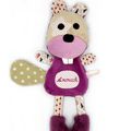 Doudou castor fuchsia marron personnalisé