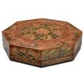 A Large Painted and incised brown lacquer octagonal box and cover, Late 18th century