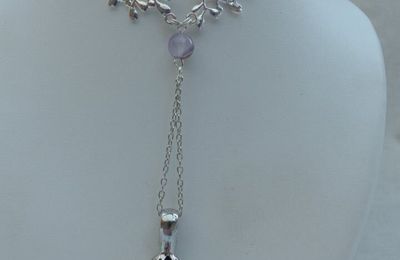 collier au cabochon en améthyste , perle en améthyste (violet)