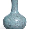 A fine and rare robin's-egg glazed bottle vase, Seal mark and period of Qianlong