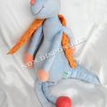 Doudou Peluche Grand Modèle Libellule Zéphir et Zoé Bleu Ailes Orange Moulin Roty 60 cm