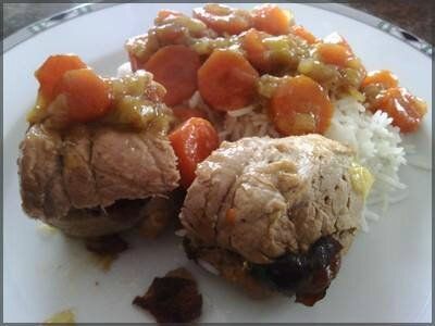 Filet mignon de porc aux pruneaux et aux carottes