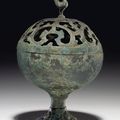 A bronze censer and openwork cover, Han dynasty (206 BC - AD 220)