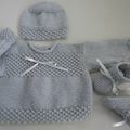 tricot laine bb, trousseau gris, bebe fait main