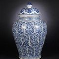 A large blue and white, baluster vase, Kangxi