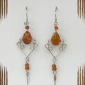 Boucles D'oreilles Durah Verre Murano Marron Argent d'alpaca Artisanat du Pérou