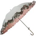 Parapluie froufrou gris taupe doublé rose poudré