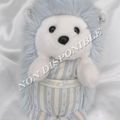 Doudou Peluche Léon Le Hérisson Rayures Bleu Blanc Tartine et Chocolat 30 cm