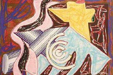 Frank STELLA (né en 1936 à Malden, Etats-Unis). A HUNGRY CAT ATE UP THE COAT, 1984