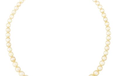 Natural Pearl Necklace with Platinum and Diamond Clasp