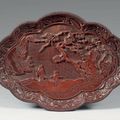 Coupe de forme lobée en laque rouge. Chine, fin de l'époque Yuan (1260-1368)
