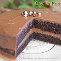 Devil’s Food Cake et ganache chocolat au lait / mangue-fruits de la passion