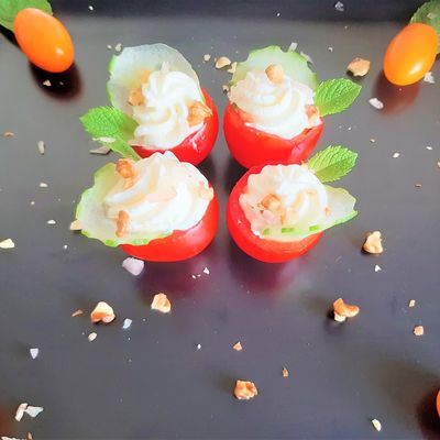 Tomates cerises à la crème ( du chef Custos)