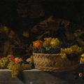 Bartolomeo Cavarozzi, formerly known as the Master of the Acquavella still life, Basket of fruit on a stone ledge