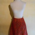 J177 : Jupe rouge fleurs 60's T.36